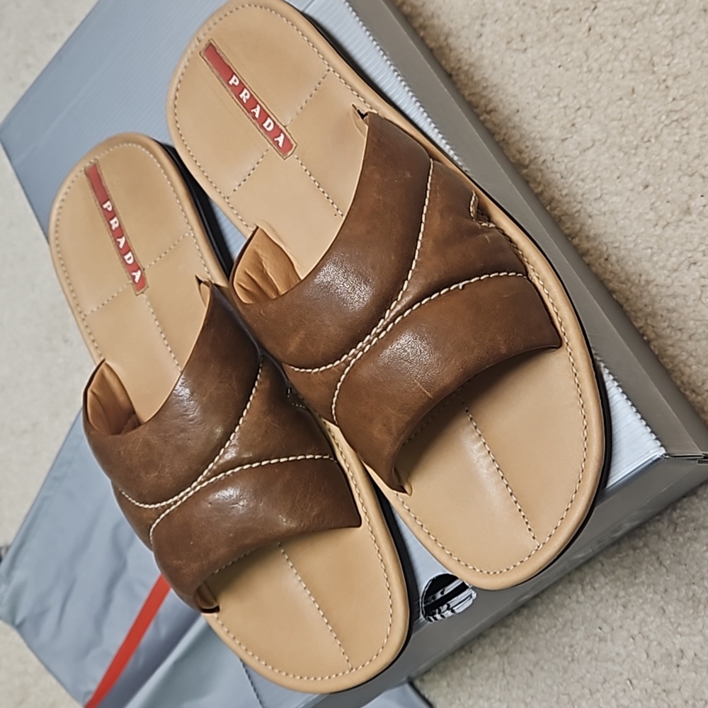 *RARE* Men's Prada Aviator Sport Calzature Uomo Leather Slide Sandal NEW IN BOX